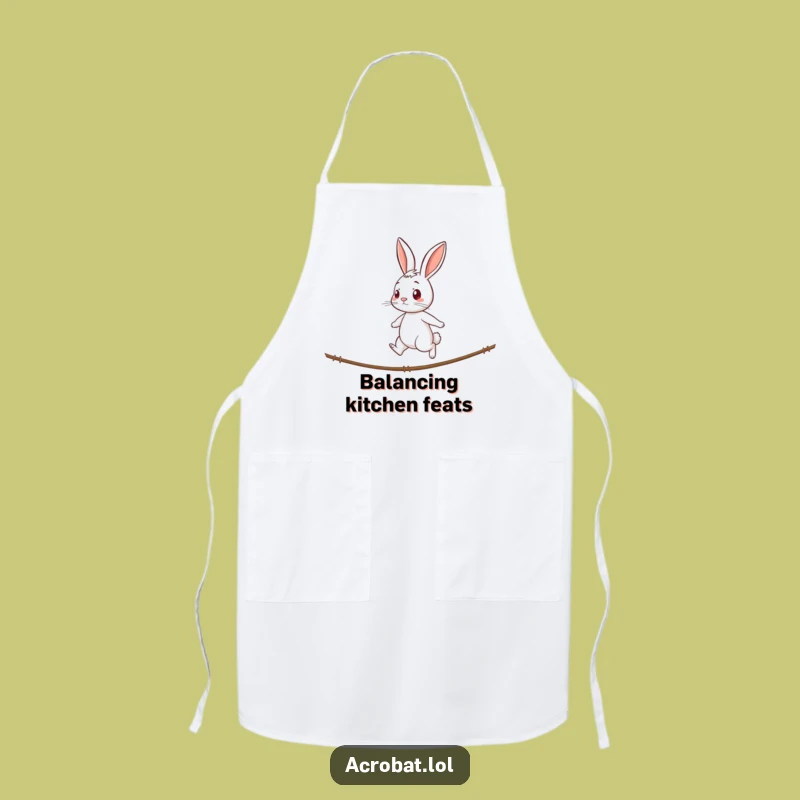 Funny Rabbit Tightrope Apron - Determined Kitchen Wear for Focused Cooks