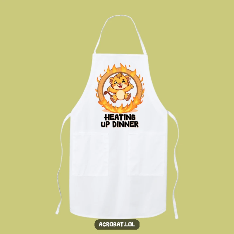 Funny Lion Cub Fire Ring Apron - Brave Kitchen Wear for Daring Cooks