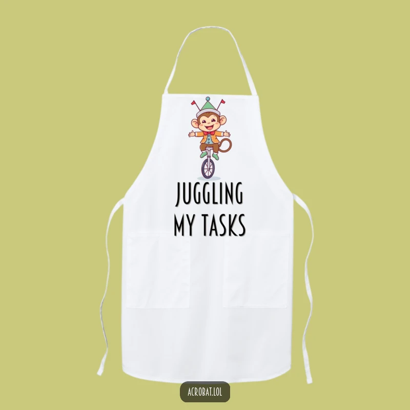 Funny Monkey Circus Apron: Chef Unicyclist Style, Perfect Kitchen Funny Gift!