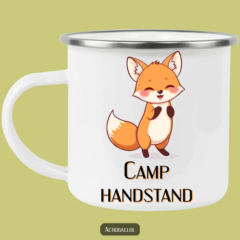 Funny Fox Acrobat Camping Mug - Playful Outdoor Drinkware, Hilarious Gift