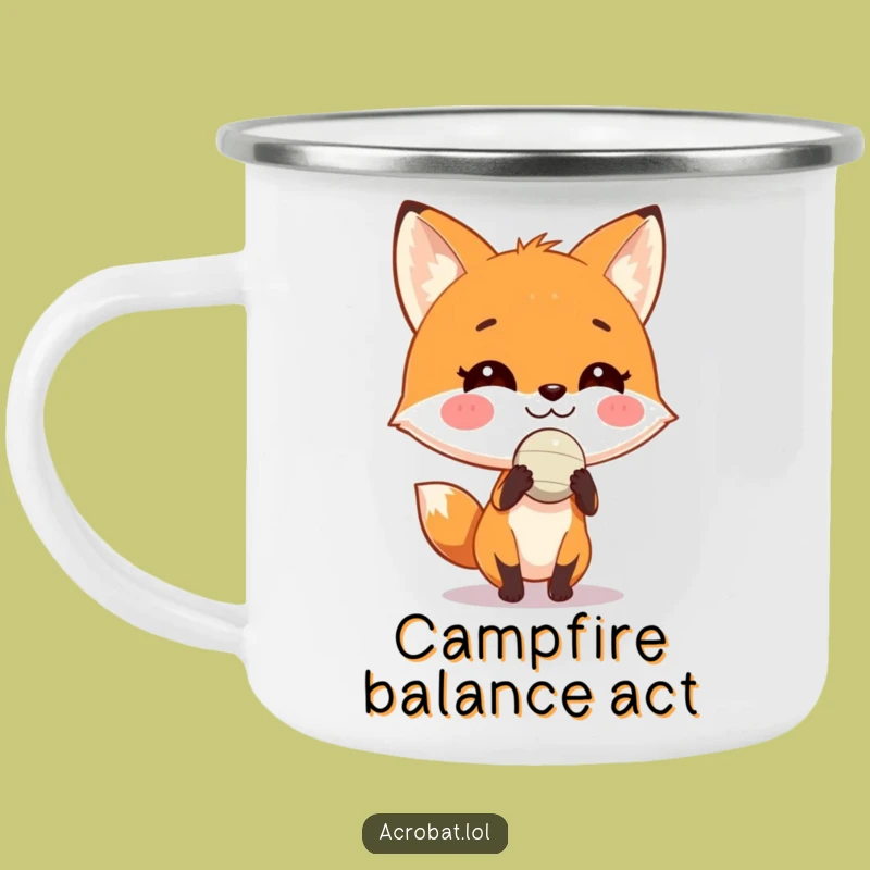 Funny Fox Ball Balance Camping Mug - Durable & Playful Outdoor Drinkware