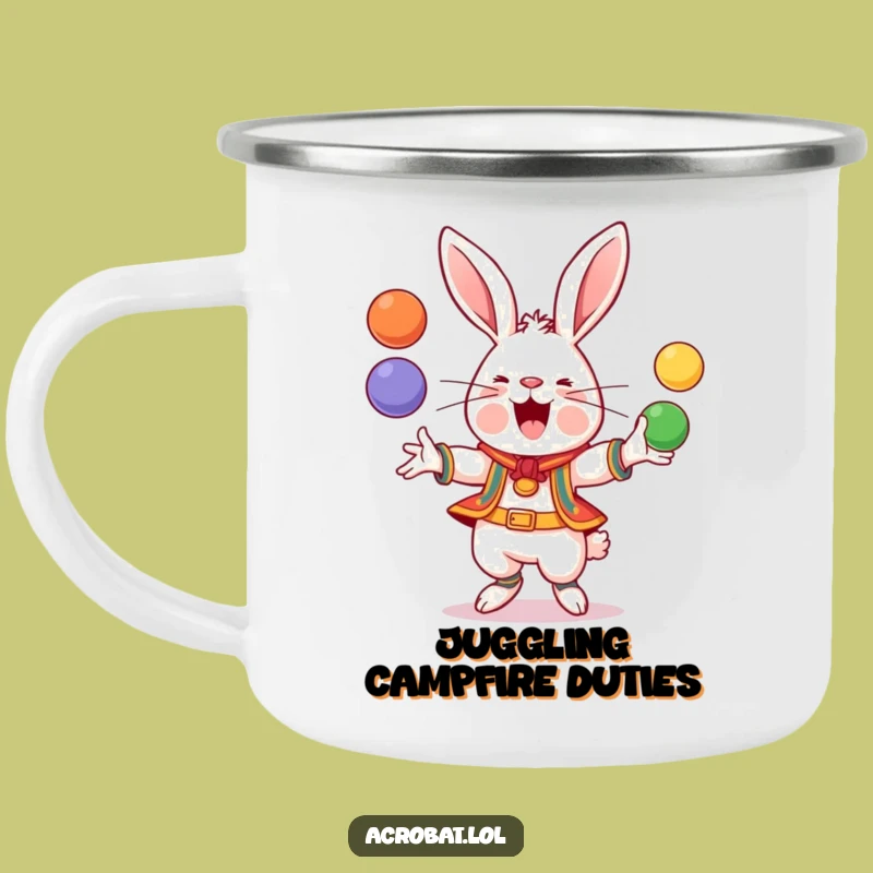 Funny Rabbit Juggling Camping Mug: Acrobat Cup, Great Funny Gift!