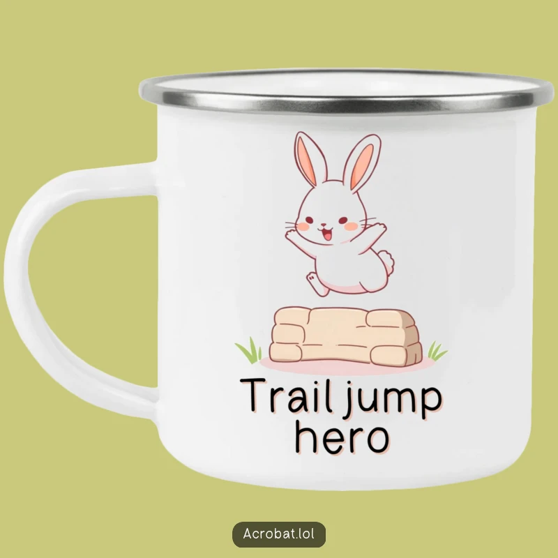 Funny Rabbit Leap Camping Mug - Playful Outdoor Drinkware, Hilarious Gift