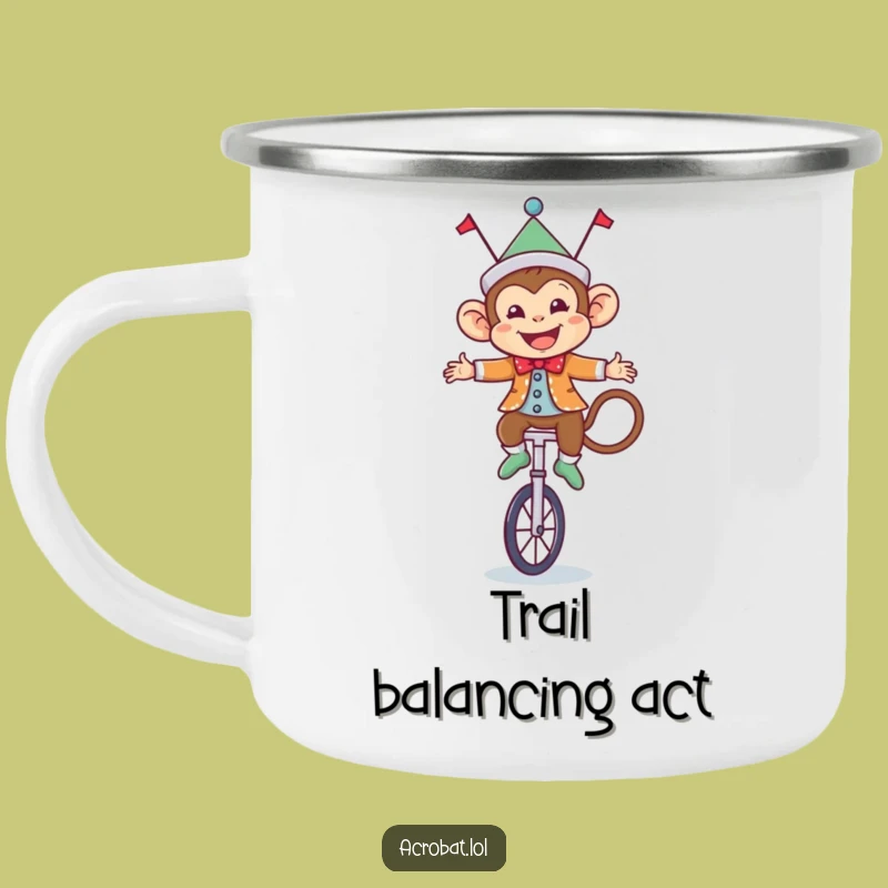 Funny Monkey Circus Camping Mug: Unicyclist Adventure Cup, Great Funny Gift!