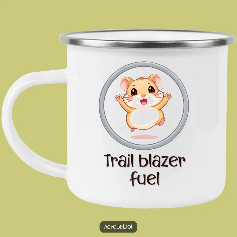 Funny Hamster Hoop Jump Camping Mug - Durable & Humorous Outdoor Drinkware