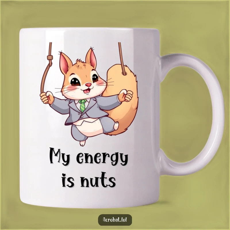 Funny Squirrel Rings Mug: Playful Acrobat, Perfect Humorous Gift!