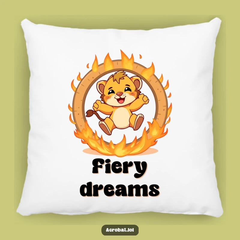Funny Lion Cub Fire Ring Pillow - Soft & Brave Comfort Accent