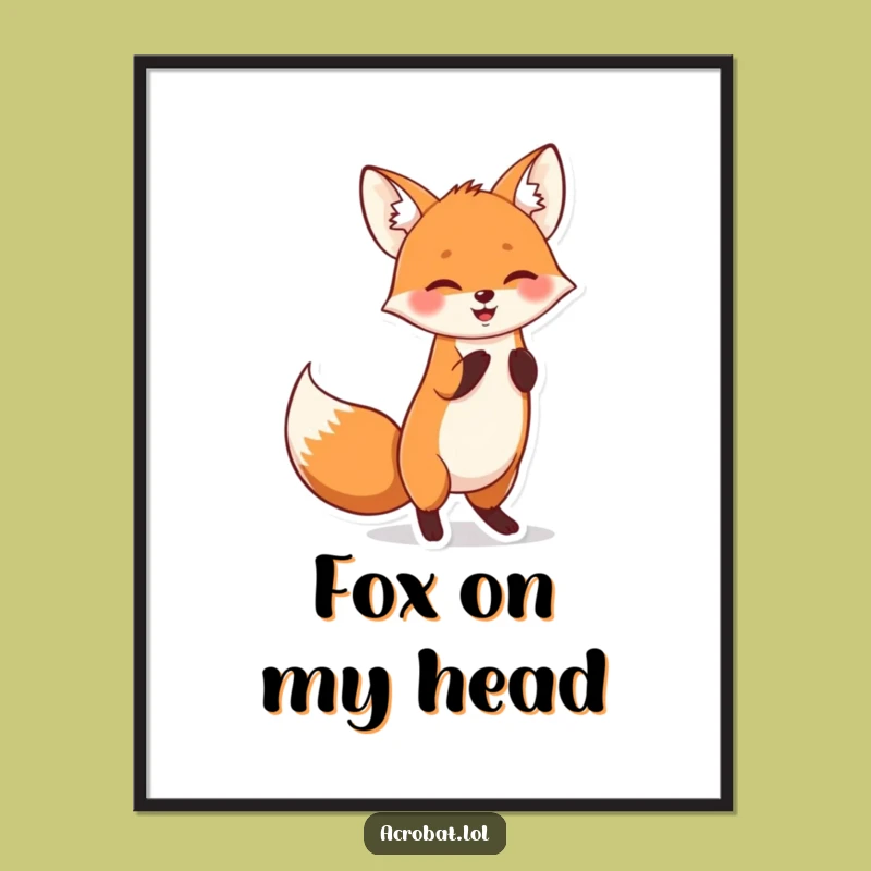Funny Fox Handstand Digital Art - Cheerful Fox Decor, Instant Hilarious Gift