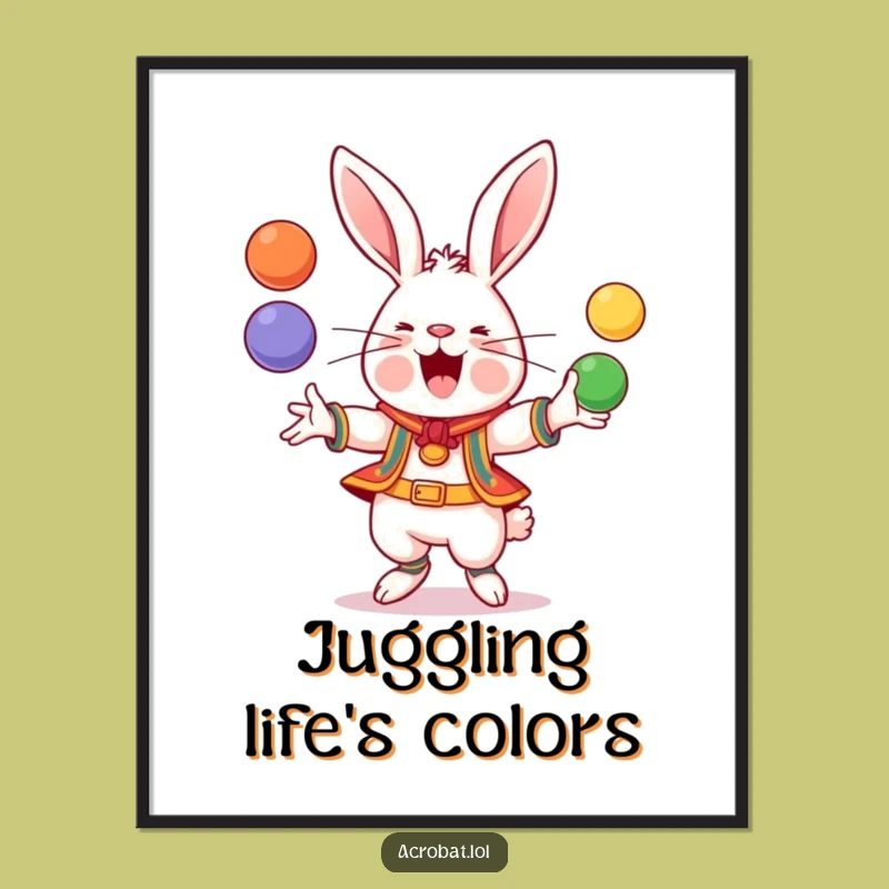 Funny Rabbit Juggling Digital Art: Acrobat Masterpiece, Perfect Humorous Gift!
