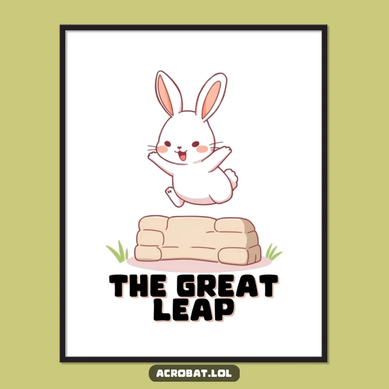 Funny Rabbit Leap Digital Art - Playful Pet Decor, Instant Hilarious Gift
