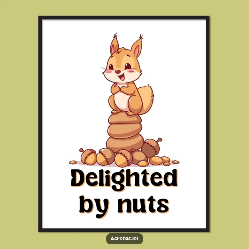 Funny Squirrel Acorn Balance Digital Art - Delightful Critter Decor, Instant Hilarious Gift