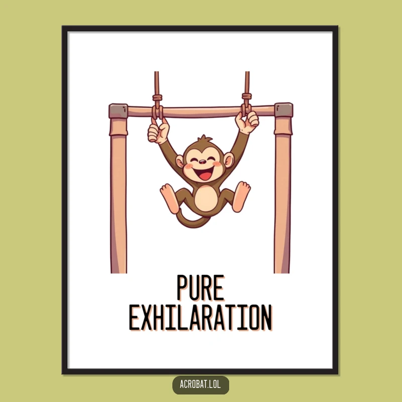 Funny Monkey Trapeze Digital Art - Instant Joyful Wall Decor Download
