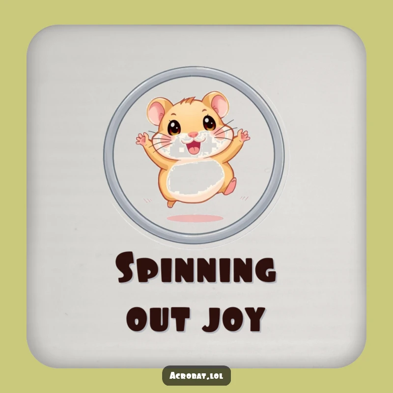 Funny Hamster Hoop Jump Drink Coaster - Protect Surfaces with Humorous Style