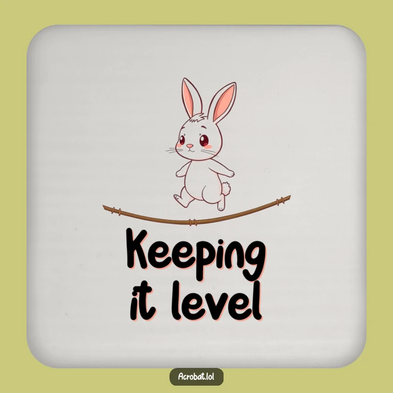 Funny Rabbit Tightrope Drink Coaster - Protect Surfaces with Focused Style