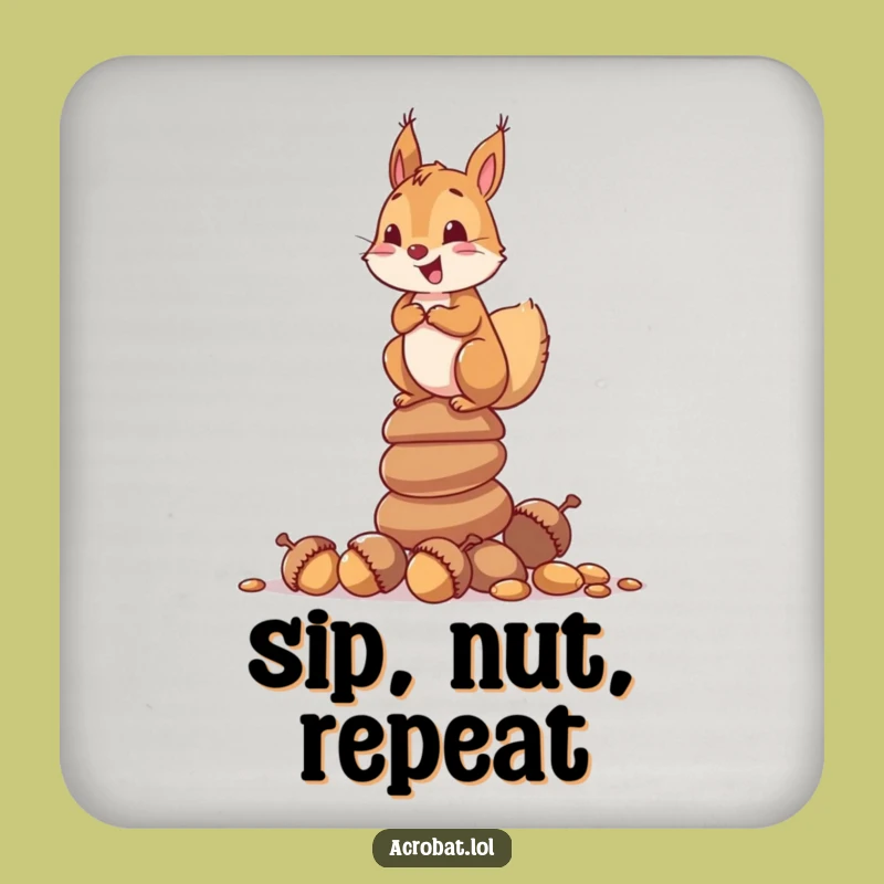 Funny Squirrel Acorn Tower Coaster - Whimsical Drink Protector, Delightful Gift