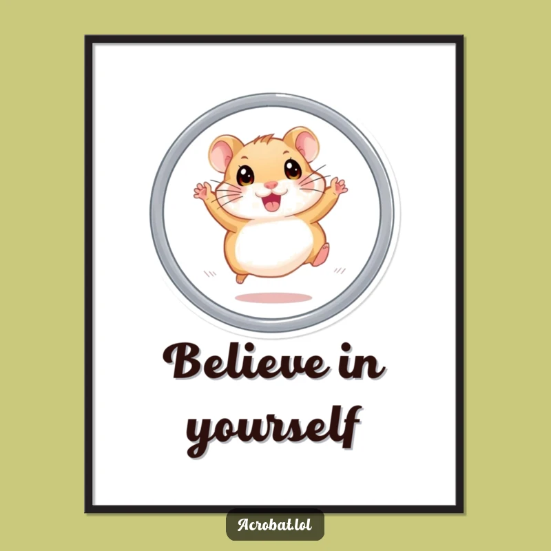 Funny Hamster Hoop Jump Poster - Energetic Wall Art for Pet Lovers