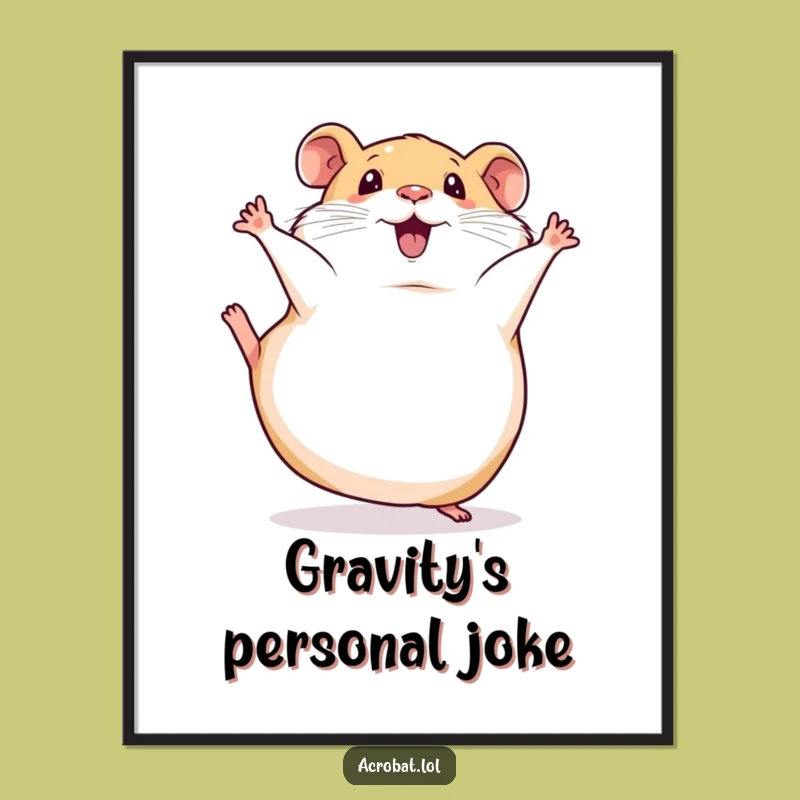 Funny Hamster Acrobat Poster - Comical Pet Wall Art, Hilarious Home Decor Gift