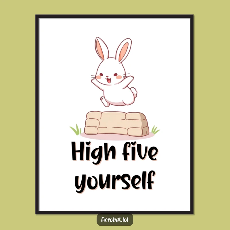 Funny Rabbit Leap Poster - Playful Pet Wall Art, Hilarious Decor Gift