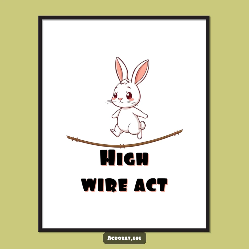Funny Rabbit Tightrope Poster - Inspiring Wall Art for Focused Minds