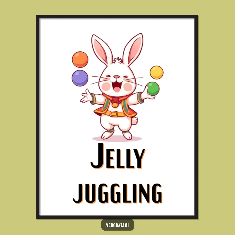 Funny Rabbit Juggling Poster: Acrobat Art, Ideal Humorous Gift!