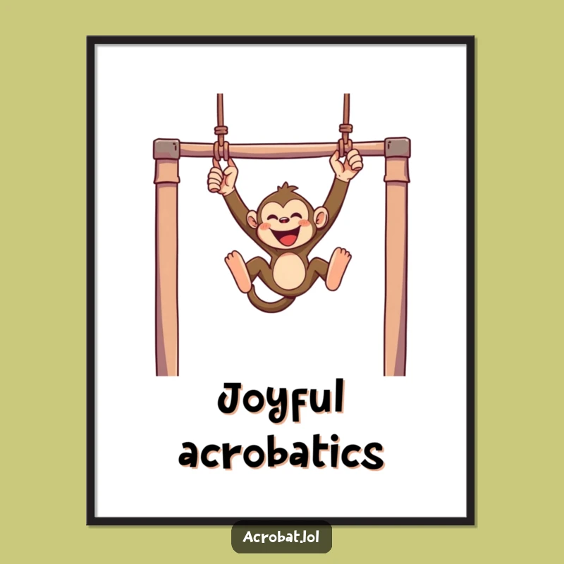 Funny Monkey Trapeze Poster - Joyful Wall Art for Playful Spaces