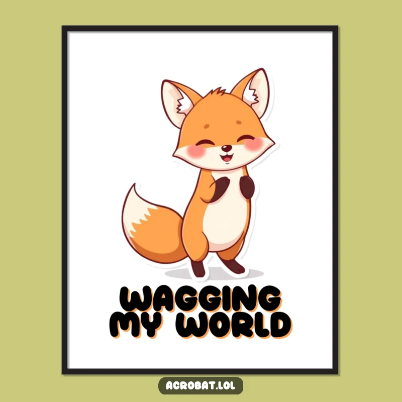 Funny Fox Handstand Poster - Cheerful Fox Wall Art, Hilarious Home Decor Gift