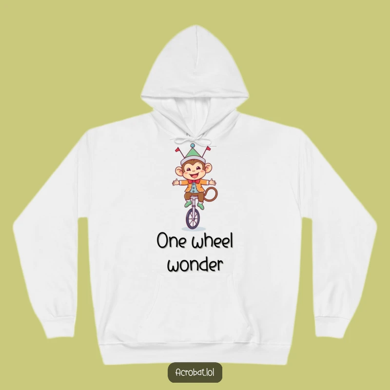 Funny Monkey Acrobat Hoodie: Cozy Circus Unicyclist, Perfect Humorous Gift!