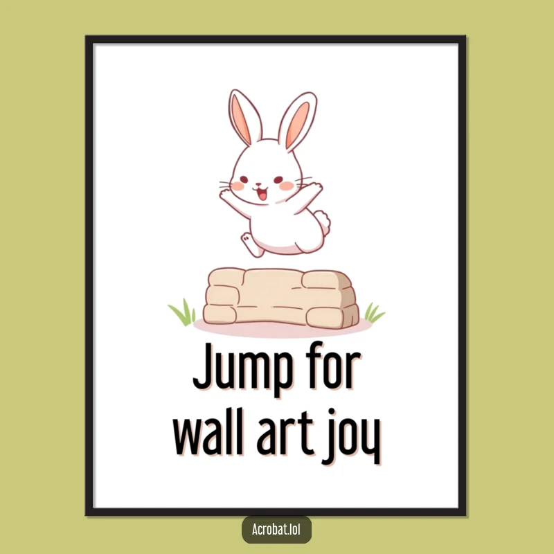 Funny Free Printable Wall Art: Rabbit Jump High Downloadable Decor