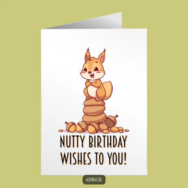 Free Printable Birthday Card: Squirrel Acorn Balance Downloadable Gift