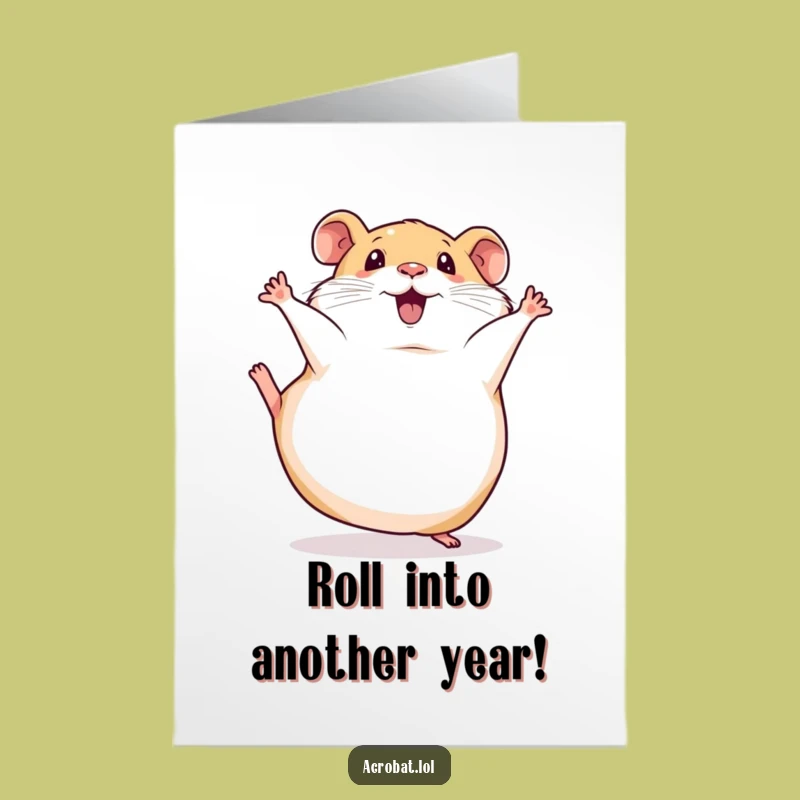 Free Printable Birthday Card: Funny Hamster Somersault Downloadable Gift