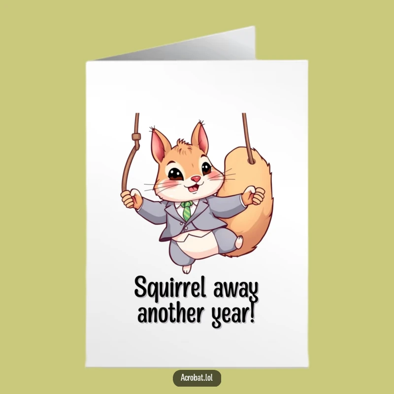 Free Printable Birthday Card: Squirrel Gymnast, Hilarious Downloadable Gift for Fitness Fanatics