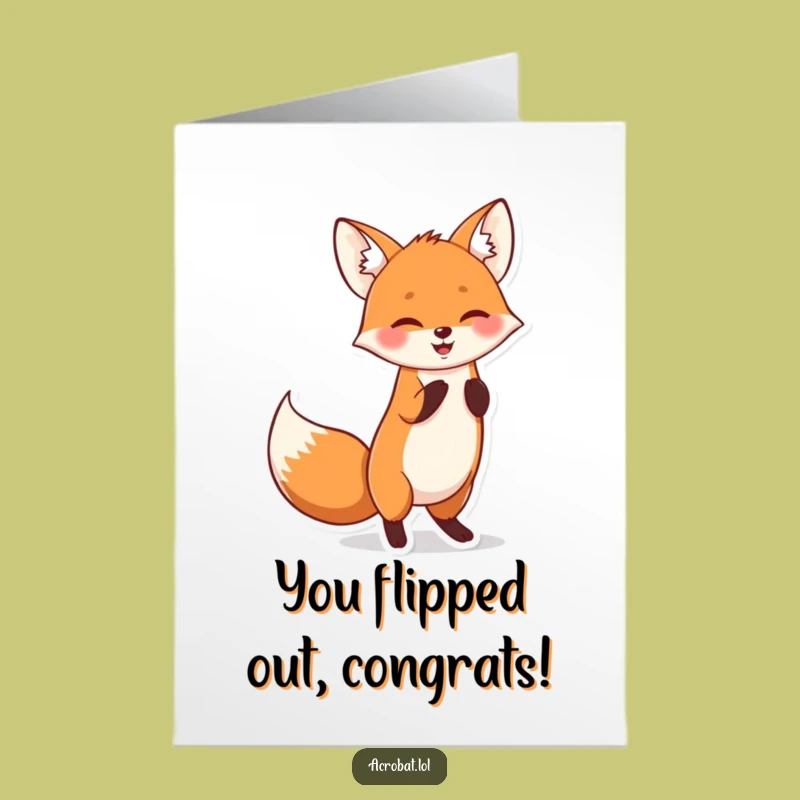 Free Printable Congrats Card: Fox Handstand Celebration Downloadable Gift