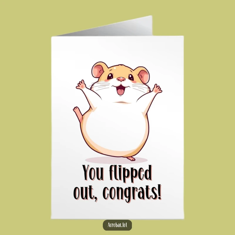 Free Printable Congrats Card: Hamster Somersault Celebration Downloadable Gift