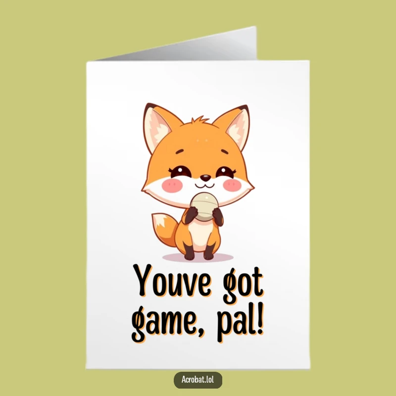 Free Printable Fox Card: Ball Balance Champ for Your Funny Congratulations Gift!