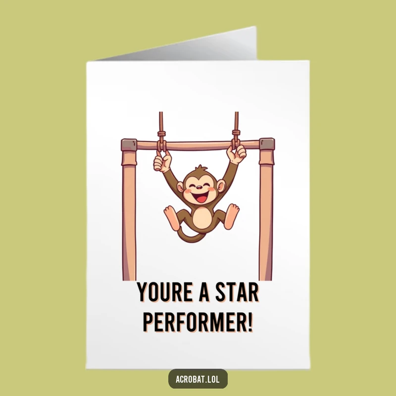 Free Printable Monkey Card: Trapeze Swing for Your Funny Congratulations Gift!