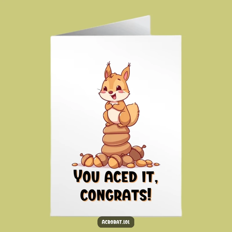 Free Printable Congrats Card: Squirrel Acorn Balance Downloadable Gift