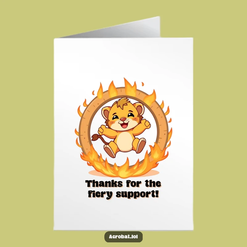 Free Printable Lion Cub Thank You Card: Flaming Ring Hero for a Funny Downloadable Gift!