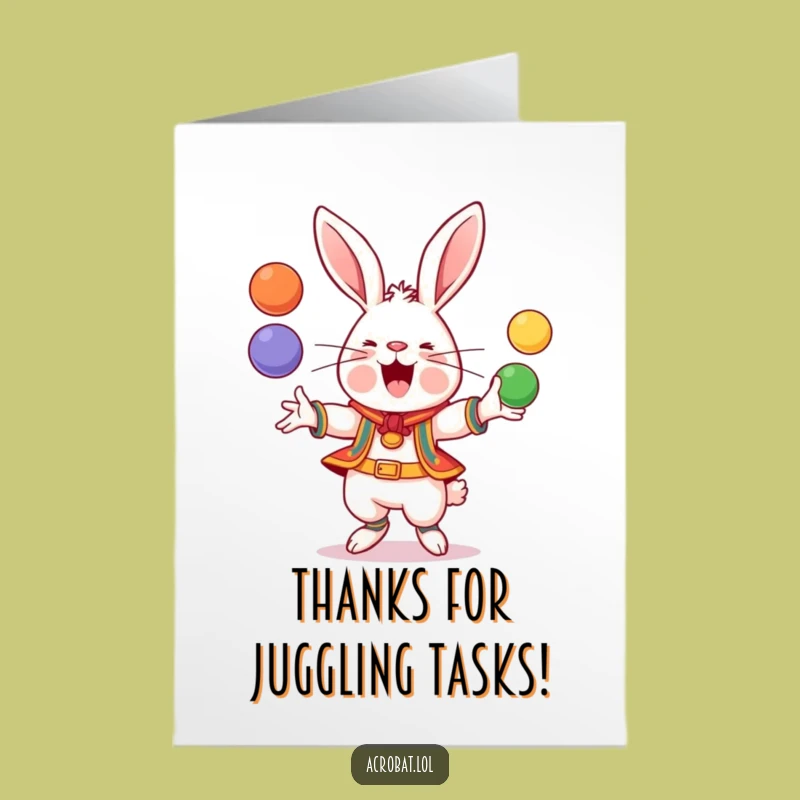 Free Printable Thank You Card: Rabbit Juggler's Thanks, Charming Downloadable Gift for Appreciation