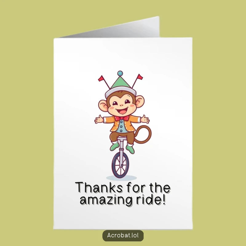Free Printable Thank You Card: Monkey's Circus Act, Adorable Downloadable Gift for Expressing Gratitude