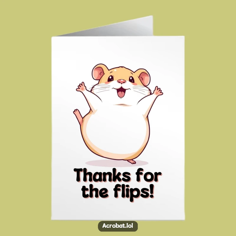 Free Printable Thank You Card: Hamster Somersault Appreciation Downloadable Gift