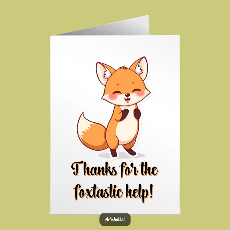 Free Printable Thank You Card: Fox Handstand Thanks Downloadable Gift