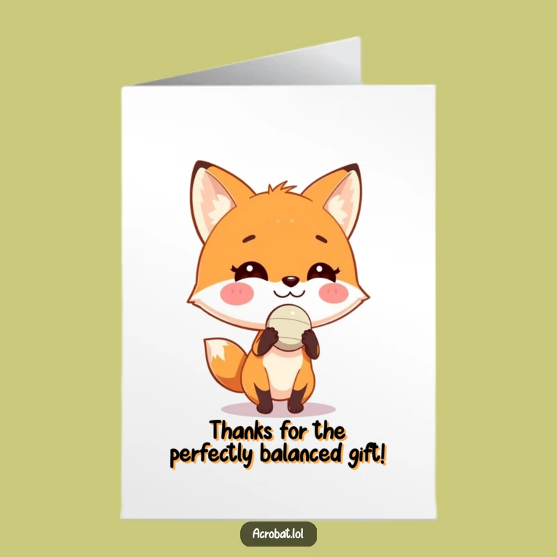 Free Printable Fox Thank You Card: Grinning Ball Balancer for a Funny Downloadable Gift!