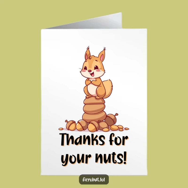 Free Printable Thank You Card: Squirrel Acorn Balance Downloadable Gift