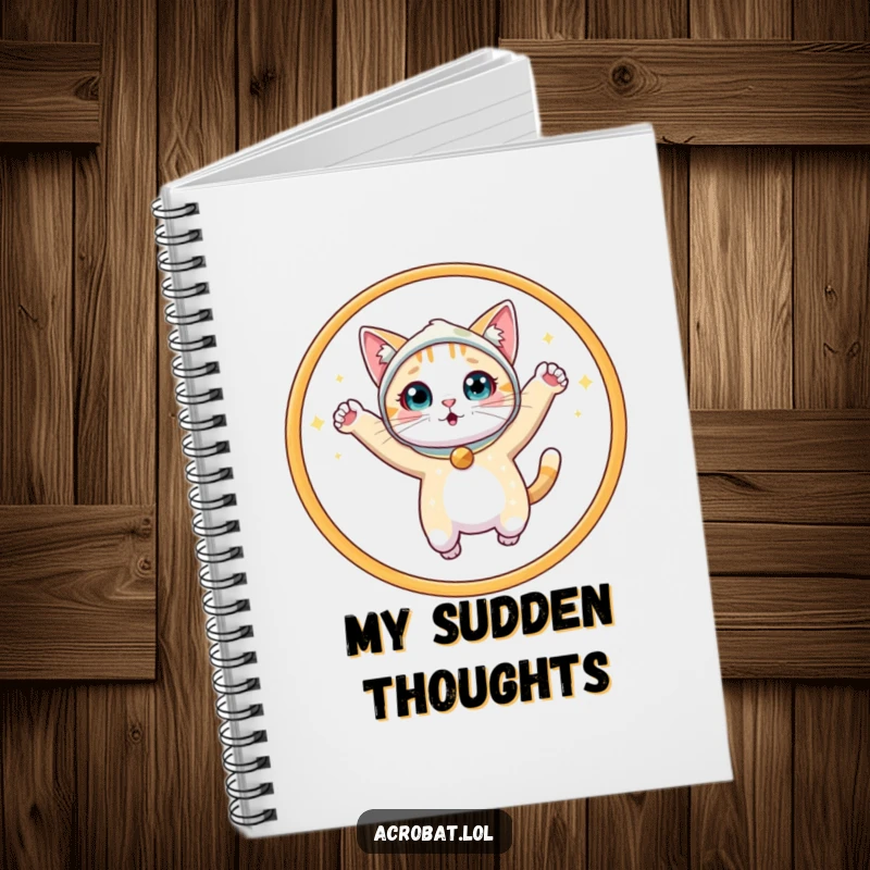 Funny Cat Notebook: A surprised cat in a sparkly costume leaps through a hoop, inspiring playful thoughts and organized notes.