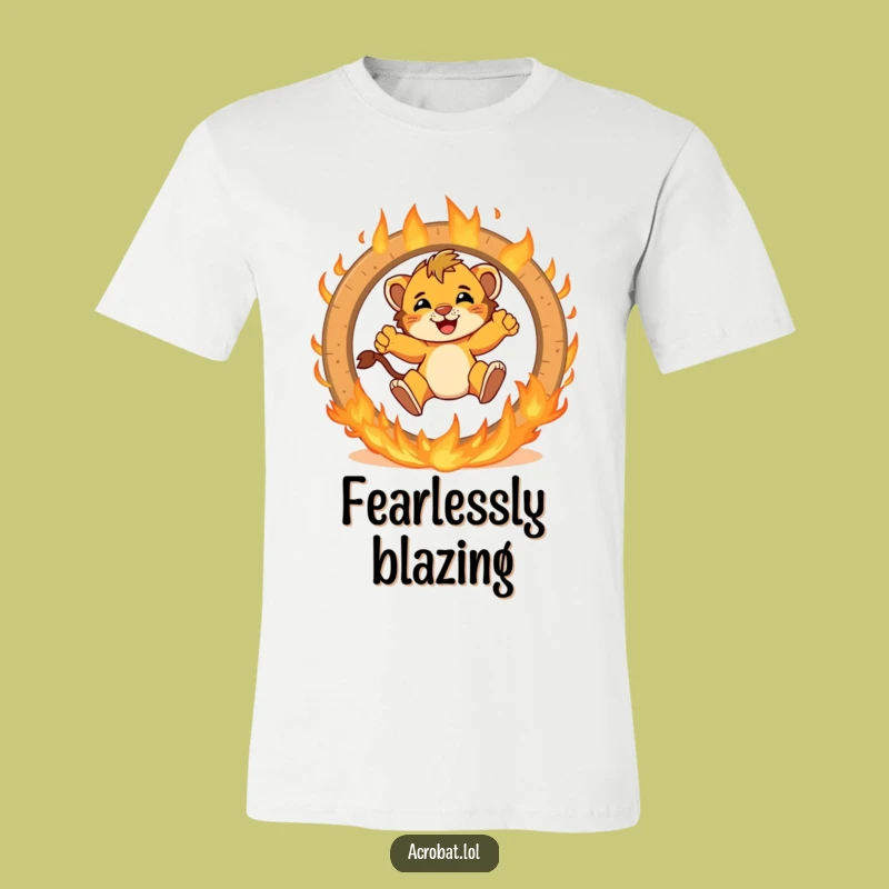 Funny Lion Cub Fire Ring T-Shirt - Brave & Exciting Animal Lover Tee