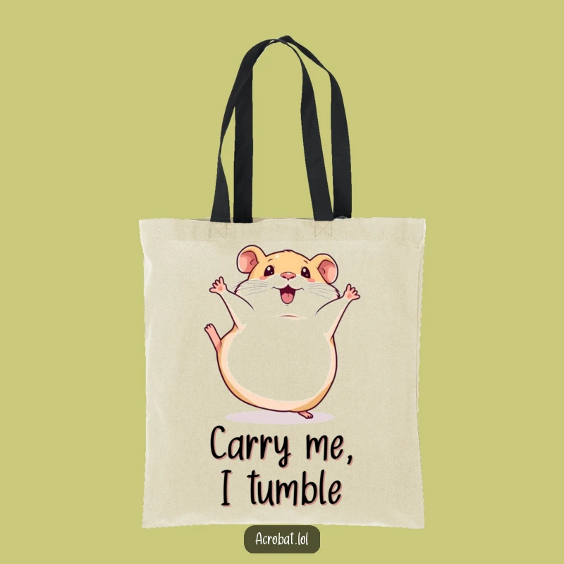 Funny Hamster Acrobat Tote Bag - Comical Pet Accessory, Hilarious Shopping Gift