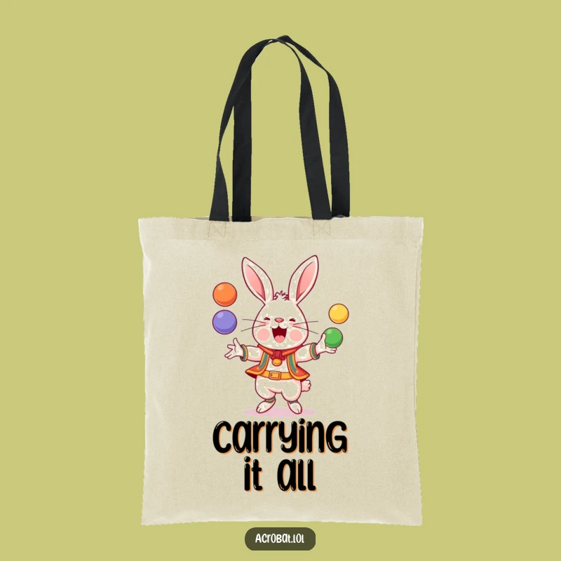 Funny Rabbit Juggling Tote Bag: Colorful Carry-All, Great Funny Gift!