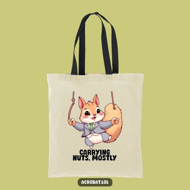 Funny Squirrel Rings Tote Bag: Acrobatic Carry-All, Great Funny Gift!